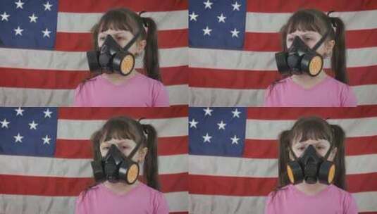 戴着呼吸器的美国孩子。高清在线视频素材下载