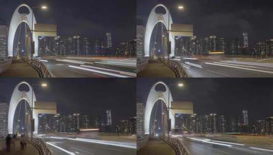 广州猎德大桥车流延时高清在线视频素材下载