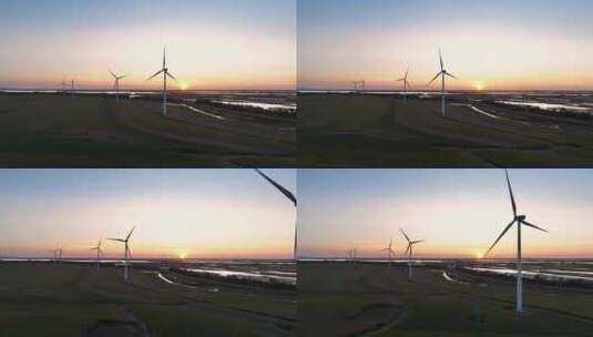 航拍风电场风力发电风车高清在线视频素材下载