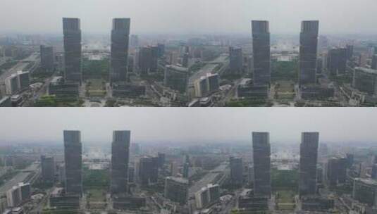 河南郑州东站片区高楼建筑航拍高清在线视频素材下载