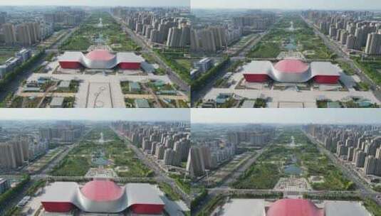 许昌科技广场许昌海洋馆航拍高清在线视频素材下载