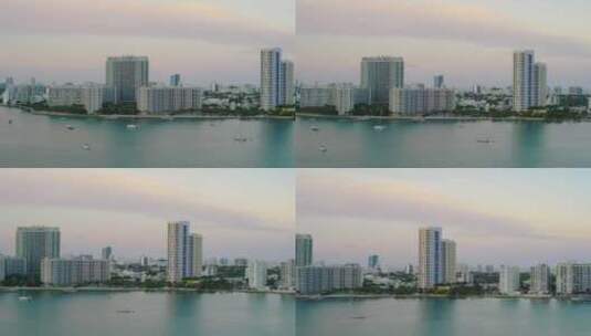迈阿密船只和建筑物的鸟瞰图高清在线视频素材下载
