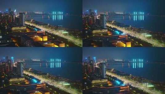 青岛西海岸夜景8K高清在线视频素材下载