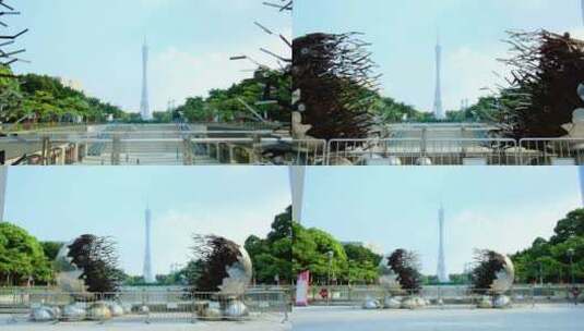 广州 小蛮腰 广州塔 珠江新城 广场雕塑高清在线视频素材下载