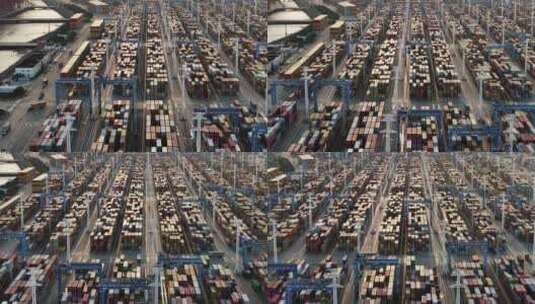 宁波舟山港北仑集装箱码头港口日出航拍高清在线视频素材下载