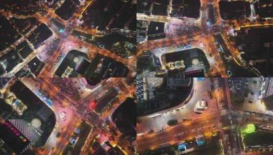 张家港曼巴特购物广场夜景航拍高清在线视频素材下载