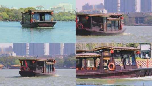 嘉兴南湖红船旅游观光船高清在线视频素材下载