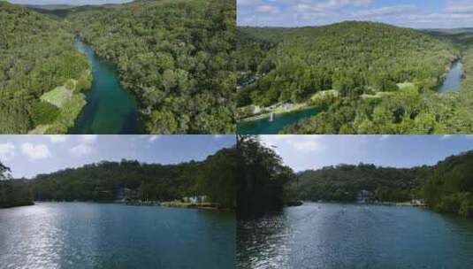 4K澳大利亚森林河流皮划艇航拍高清在线视频素材下载