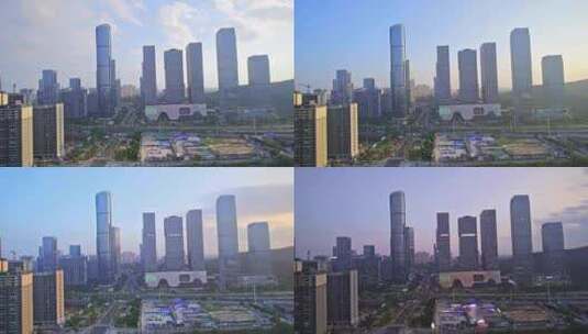 广西南宁五象新区城市风光蓝天白云延时高清在线视频素材下载