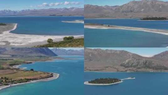 航拍新西兰亚历山大里纳湖自然风光高清在线视频素材下载