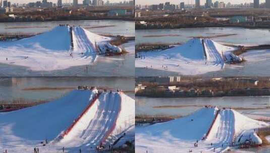 宁夏银川阅海滑雪场航拍9高清在线视频素材下载