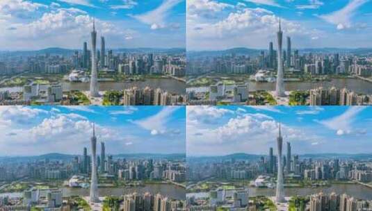 广州塔中轴线蓝天白云延时高清在线视频素材下载
