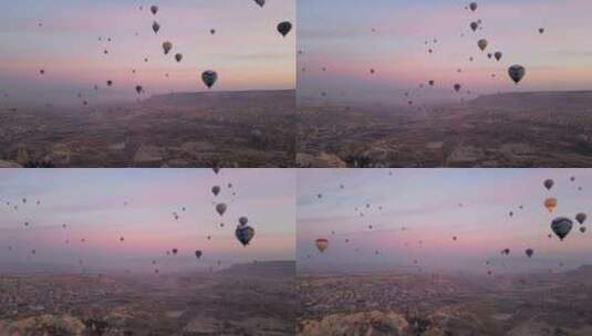 土耳其上空成片的热气球高清在线视频素材下载