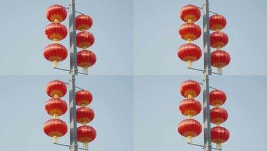 城市街道红灯笼摇晃春节新年高清在线视频素材下载