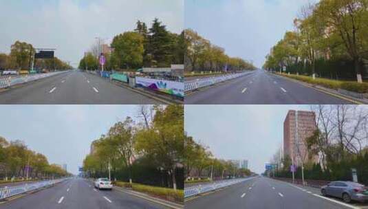城市马路沿途风景开车第一视角公路道路高清在线视频素材下载