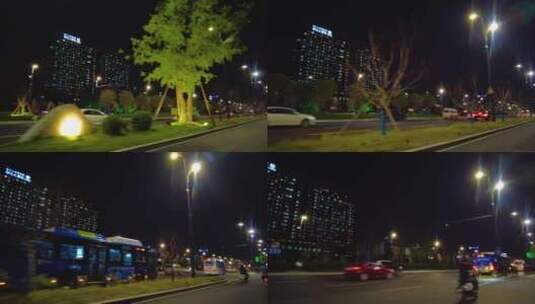 城市夜晚马路夜景汽车窗外的风景视频素材高清在线视频素材下载