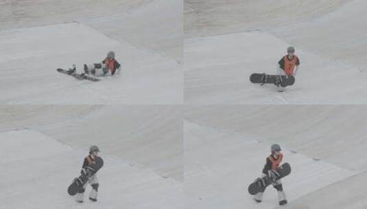 尖峰滑雪场 滑雪比赛 旱雪滑雪场高清在线视频素材下载