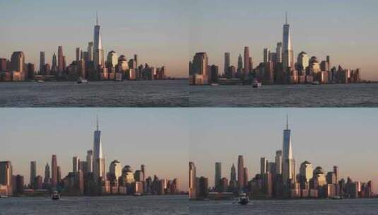 纽约日落时分曼哈顿市区景观高清在线视频素材下载