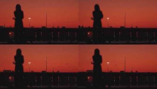 孤独孤单寂寞的女人背影剪影高清在线视频素材下载