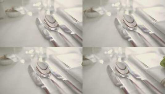 豪华优雅晚餐的装饰桌高清在线视频素材下载
