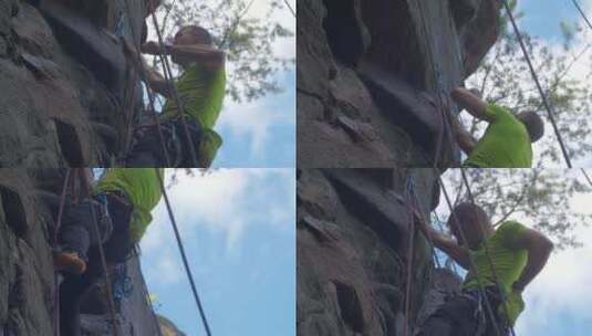 攀登者在登山的特写镜头高清在线视频素材下载