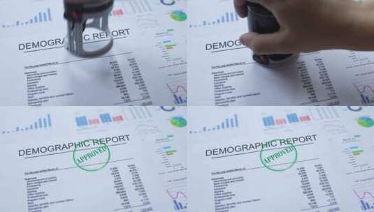 核准的人口统计报告正式文件加盖印章统计数字高清在线视频素材下载