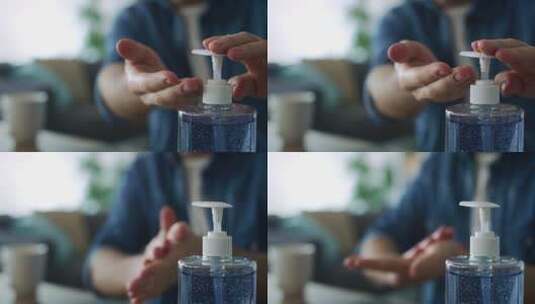 男人用洗手液洗手高清在线视频素材下载