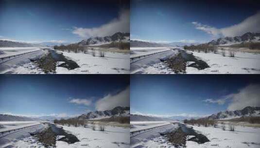 可可托海雪景高清在线视频素材下载