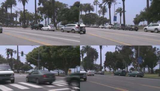 一辆汽车沿着海滨街道行驶的后pov镜头高清在线视频素材下载