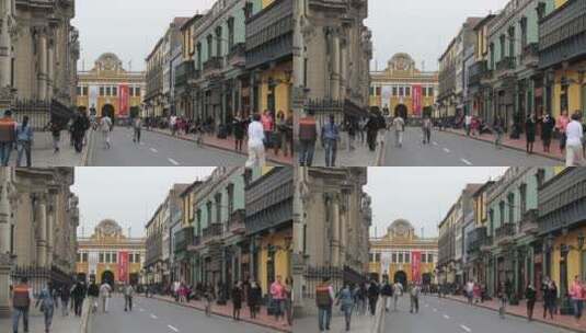秘鲁街区来往的行人 高清在线视频素材下载