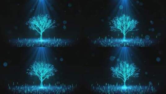 唯美梦幻背景蓝色粒子树高清在线视频素材下载