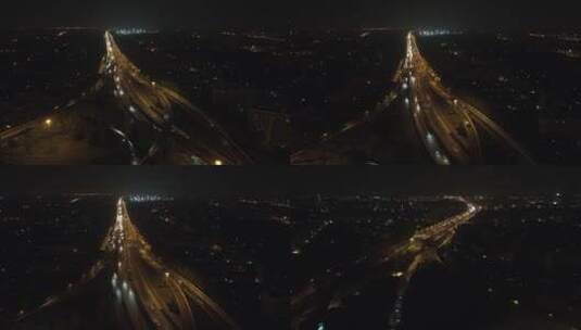 上海莘庄立交桥4K夜景航拍高清在线视频素材下载