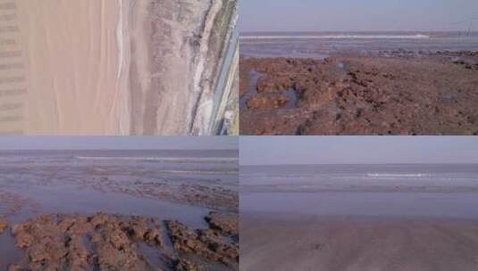4k航拍-黄海海边滩涂地貌高清在线视频素材下载