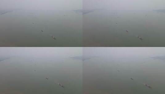 薄雾中珠江口海域航拍高清在线视频素材下载