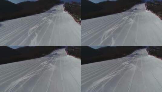 航拍滑雪场广角空镜头高清在线视频素材下载