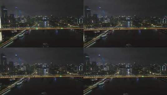 上海南浦大桥夜景4K航拍高清在线视频素材下载