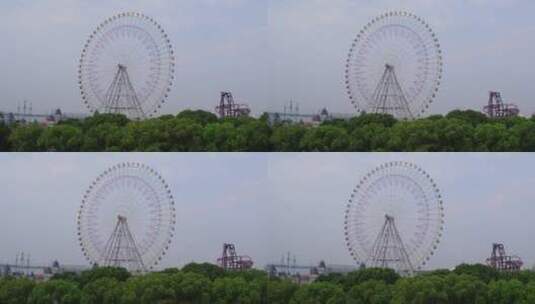 旅游景区 航拍苏州金鸡湖畔摩天轮 中景 拉高清在线视频素材下载