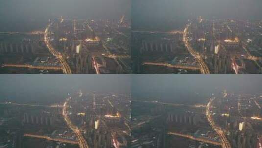航拍衡阳杨柳大桥夜景高清在线视频素材下载