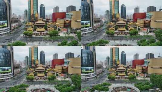 航拍疫情全城封控的魔都上海高清在线视频素材下载