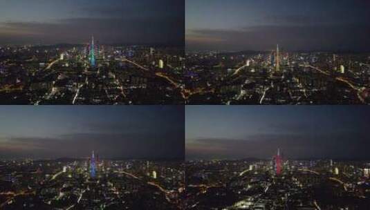 2022广州海珠大塘客村珠江新城航拍夜景高清在线视频素材下载
