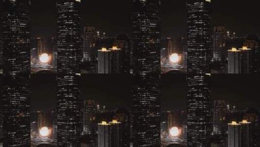 徐家汇港汇恒隆大厦夜景延时航拍高清在线视频素材下载