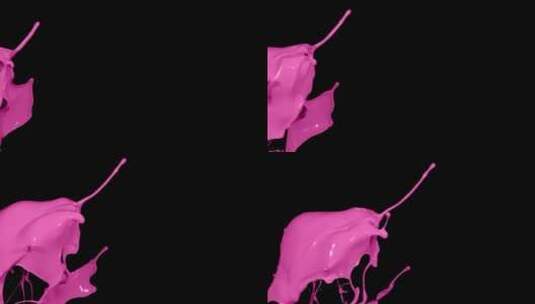 粉色大片液体颜料泼洒下落高清在线视频素材下载