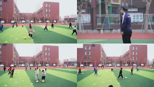 小学生足球训练高清在线视频素材下载