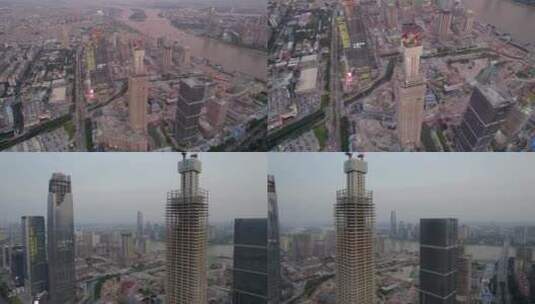 广州天河金融城地产建设吊塔绿地中心高清在线视频素材下载