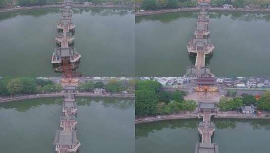 潮州航拍广济桥建筑景观高清在线视频素材下载