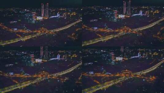 昆明官南立交桥夜景航拍高清在线视频素材下载