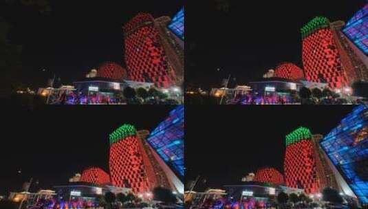 广西柳州夜景柳江音乐喷泉风景高清在线视频素材下载