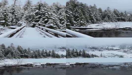 每一帧都是热爱，雪景，落日余晖映山水高清在线视频素材下载