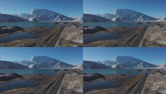 中巴公路和喀拉库勒湖慕士塔格峰高清在线视频素材下载