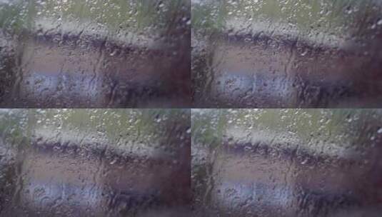 下雨天车窗上的雨滴高清在线视频素材下载